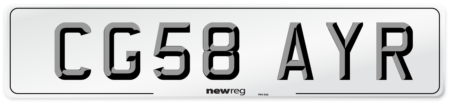 CG58 AYR Number Plate from New Reg